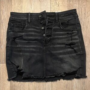 American Eagle Outfitters Black Frayed Mini Skirt